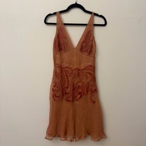 y2k fairycore catherine malandrino 100% silk primrose pink mini dress